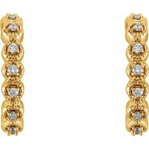 14K Yellow 15.1 mm 1/6 CTW Natural Diamond Huggie Hoop Earrings - BN & CO JEWELRY