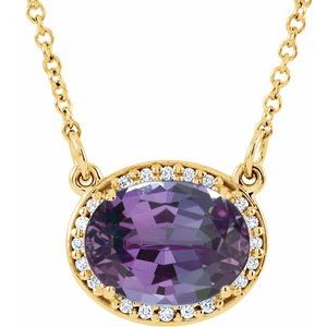14K Yellow Lab-Grown Alexandrite & .05 CTW Natural Diamond 16.5" Necklace - BN & CO JEWELRY