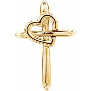 14K Yellow Cross with Heart Pendant - BN & CO JEWELRY