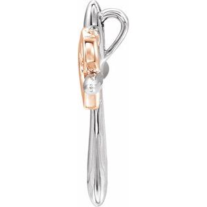 14K White & Rose Cross with Heart Pendant - BN & CO JEWELRY