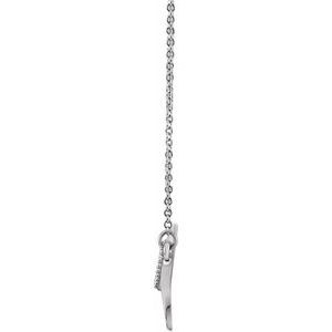 14K White 1/8 CTW Natural Diamond Freeform Bar 18" Necklace - BN & CO JEWELRY