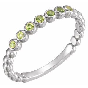 14K White Natural Peridot Stackable Ring - BN & CO JEWELRY