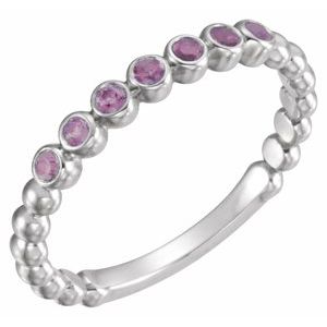 14K White Natural Amethyst Stackable Ring - BN & CO JEWELRY