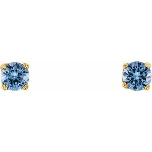 14K Yellow Imitation Aquamarine Youth Earrings - BN & CO JEWELRY