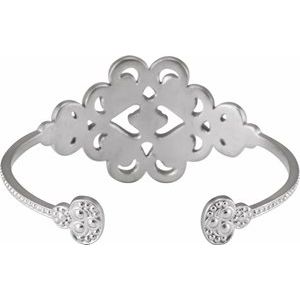 Sterling Silver 1/6 CTW Natural Diamond Cuff 7" Bracelet - BN & CO JEWELRY