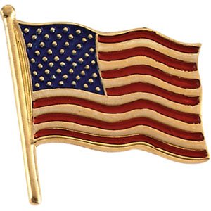 14K Yellow 14.5x14 mm American Flag Lapel Pin - BN & CO JEWELRY