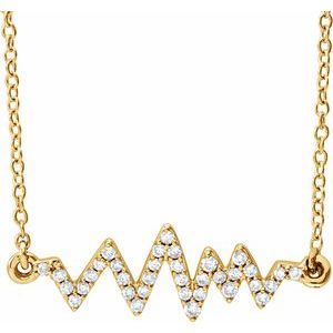 14K Yellow 1/6 CTW Natural Diamond Heartbeat 16-18" Necklace - BN & CO JEWELRY