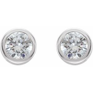 Rhodium-Plated Sterling Silver Imitation White Cubic Zirconia Bezel-Set Earrings - BN & CO JEWELRY