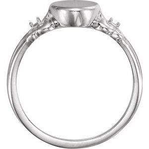 Sterling Silver 1.5 mm Round 12x8 mm Oval Fleur-de-lis Signet Ring - BN & CO JEWELRY