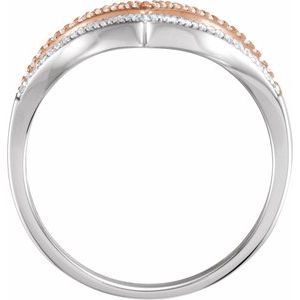14K White/Rose 1/6 CTW Natural Diamond V Ring - BN & CO JEWELRY