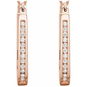 14K Rose 22.5 mm 1/2 CTW Natural Diamond Inside-Outside Hoop Earrings - BN & CO JEWELRY