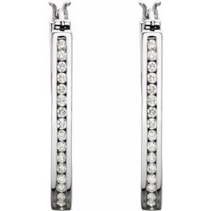 14K White 30 mm 1 CTW Natural Diamond Inside-Outside Hoop Earrings - BN & CO JEWELRY