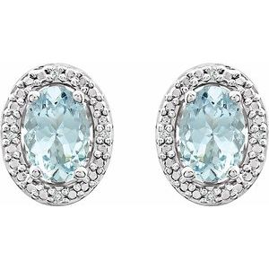 Sterling Silver Natural Aquamarine & .025 CTW Natural Diamond Earrings - BN & CO JEWELRY