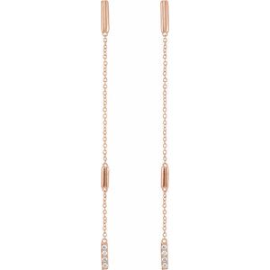 14K Rose 1/10 CTW Natural Diamond Chain Earrings - BN & CO JEWELRY