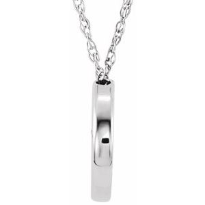 14K White 15 mm Circle 18" Necklace - BN & CO JEWELRY