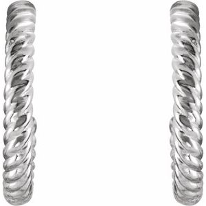 14K White 12 mm Rope Hoop Earrings - BN & CO JEWELRY