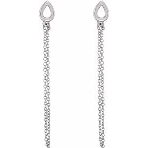 14K White Leaf Chain Earrings - BN & CO JEWELRY