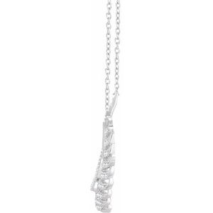 14K White 3/8 CTW Natural Diamond Leaf 16-18" Necklace - BN & CO JEWELRY