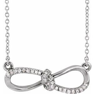 14K White 1/8 CTW Natural Diamond Infinity-Inspired 18" Necklace - BN & CO JEWELRY