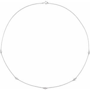 14K White 3/4 CTW Natural Diamond 5-Station 18" Necklace - BN & CO JEWELRY