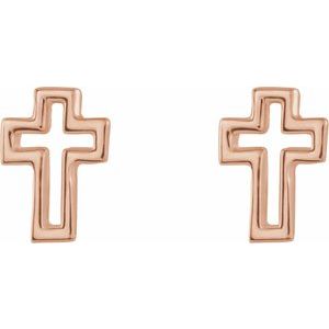 14K Rose Open Cross Earrings - BN & CO JEWELRY