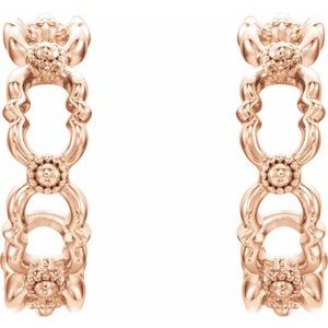 14K Rose Quatrefoil Hoop Earrings - BN & CO JEWELRY