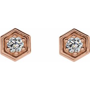 14K Rose 1/8 CTW Natural Diamond Hexagon Stud Earrings - BN & CO JEWELRY