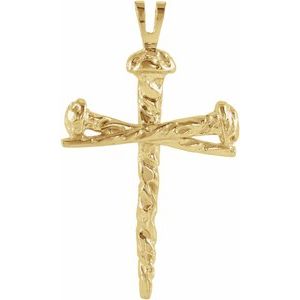 14K Yellow 26x18.25 mm Nail Design Cross Pendant - BN & CO JEWELRY