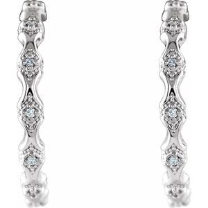 14K White .05 CTW Natural Diamond Hoop Earrings - BN & CO JEWELRY