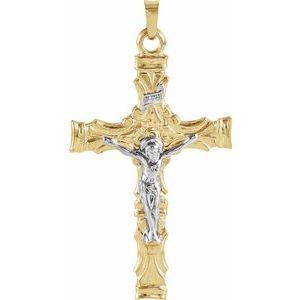 14K Yellow/White 36x24 mm Crucifix Pendant - BN & CO JEWELRY