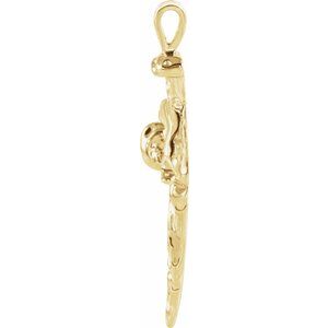 14K Yellow 26x18.25 mm Nail Design Cross Pendant - BN & CO JEWELRY