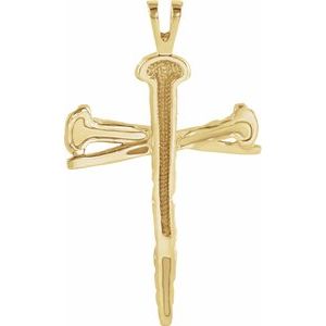 14K Yellow 26x18.25 mm Nail Design Cross Pendant - BN & CO JEWELRY
