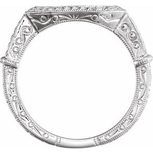 14K White 1/6 CTW Natural Diamond Band for 6x4 mm Emerald Ring - BN & CO JEWELRY