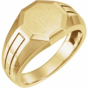 14K Yellow 12.7x12.5 mm Octagon Signet Ring - BN & CO JEWELRY