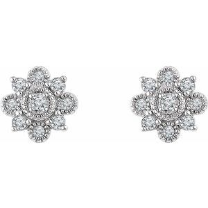 14K White 1/5 CTW Natural Diamond Vintage-Inspired Earrings - BN & CO JEWELRY