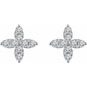 14K White 1 1/4 CTW Natural Diamond Flower Earrings - BN & CO JEWELRY