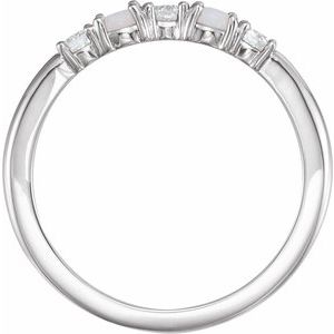 14K White Natural Opal & 1/5 CTW Natural Diamond Stackable Ring - BN & CO JEWELRY