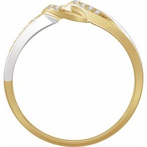 14K White /Yellow 1/10 CTW Natural Diamond Negative Space Ring - BN & CO JEWELRY