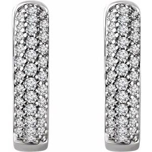 14K White 1/3 CTW Natural Diamond Hoop Earrings - BN & CO JEWELRY