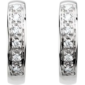 14K White 1/10 CTW Natural Diamond Huggie Earrings - BN & CO JEWELRY
