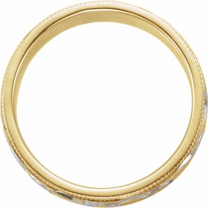 Rhodium-Plated 14K Yellow Gold 6 mm Carved Band with Milgrain Size 8.5 - BN & CO JEWELRY