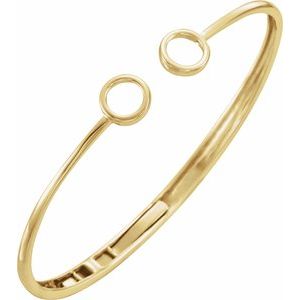 14K Yellow Hinged Circle Cuff 7" Bracelet - BN & CO JEWELRY
