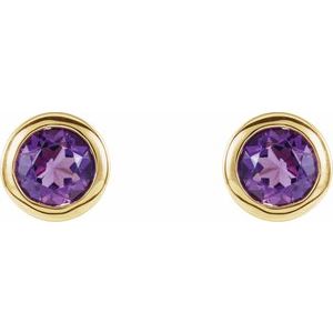 14K Yellow Natural Amethyst Bezel-Set Earrings - BN & CO JEWELRY