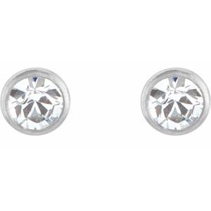 Titanium Imitation White Crystal Bezel-Set Piercing Earrings - BN & CO JEWELRY