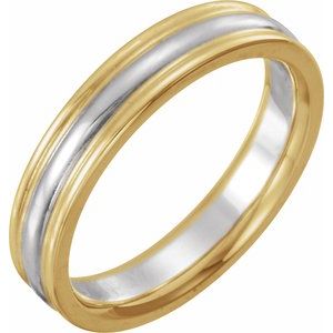 14K Yellow & White 4 mm Grooved Band Size 11 - BN & CO JEWELRY