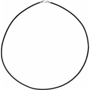 14K White 2 mm Black Leather 20" Cord - BN & CO JEWELRY