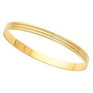 14K Yellow 6 mm Grooved Bangle Bracelet - BN & CO JEWELRY