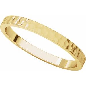 14K Yellow 2 mm Flat Band with Hammered Texture Size 6 - BN & CO JEWELRY