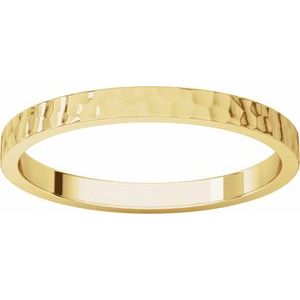 14K Yellow 2 mm Flat Band with Hammered Texture Size 5 - BN & CO JEWELRY