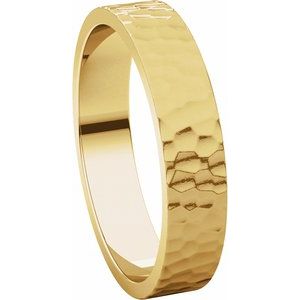 14K Yellow 4 mm Flat Band with Hammered Texture Size 8.5 - BN & CO JEWELRY